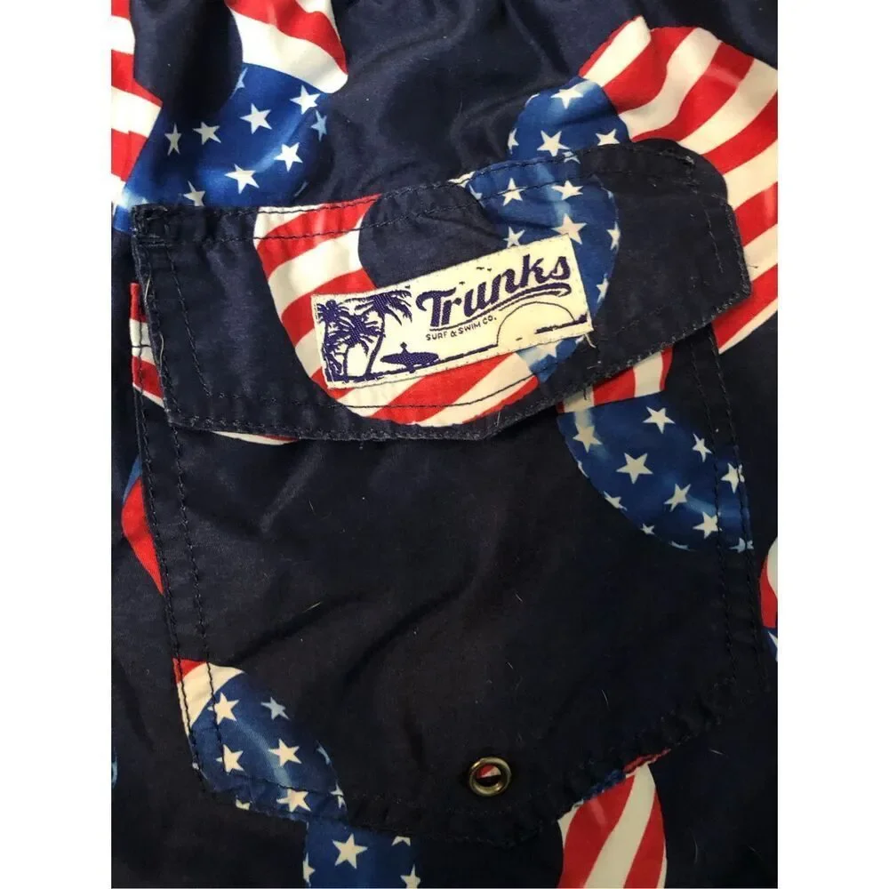 Merica Mens Summer Swimsuit Trunks Surf Swim Swami American Flag Print Swim trun